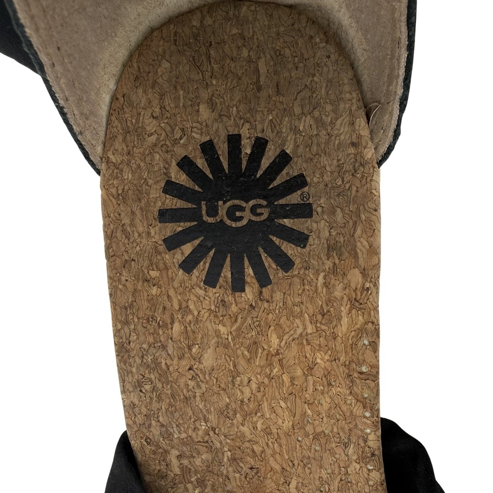 UGG Trina Black Ankle Tie Espadrille Wedge Sandals 1011181 Womens 6 - Picture 7 of 8
